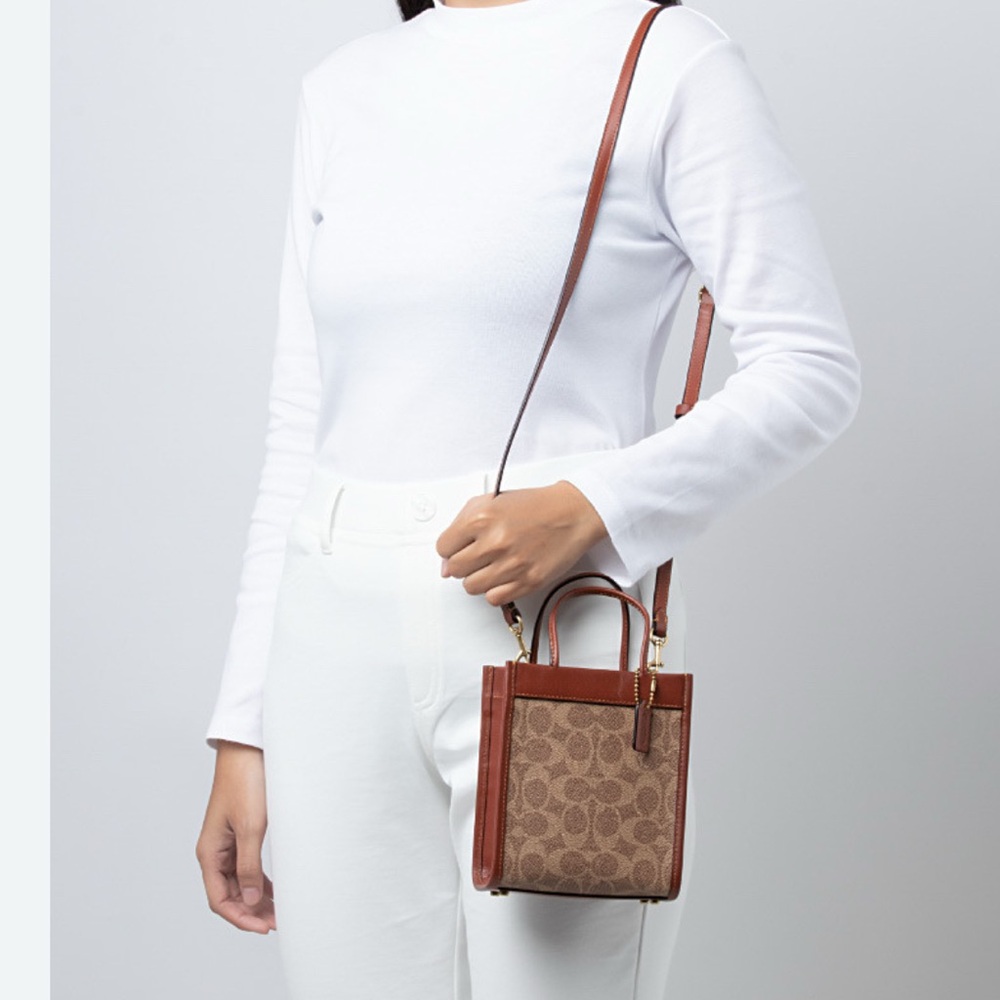 Coach Brown Crossbody Bag with Monogram Pattern